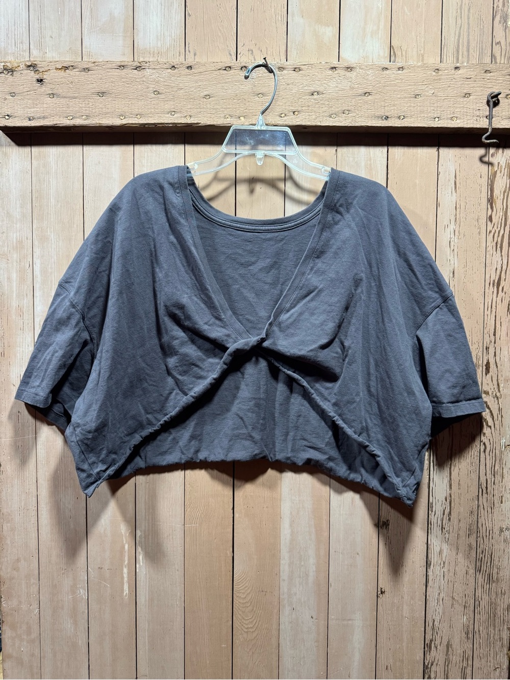 EUC BuffBunny Charcoal Knot-Front Crop Top